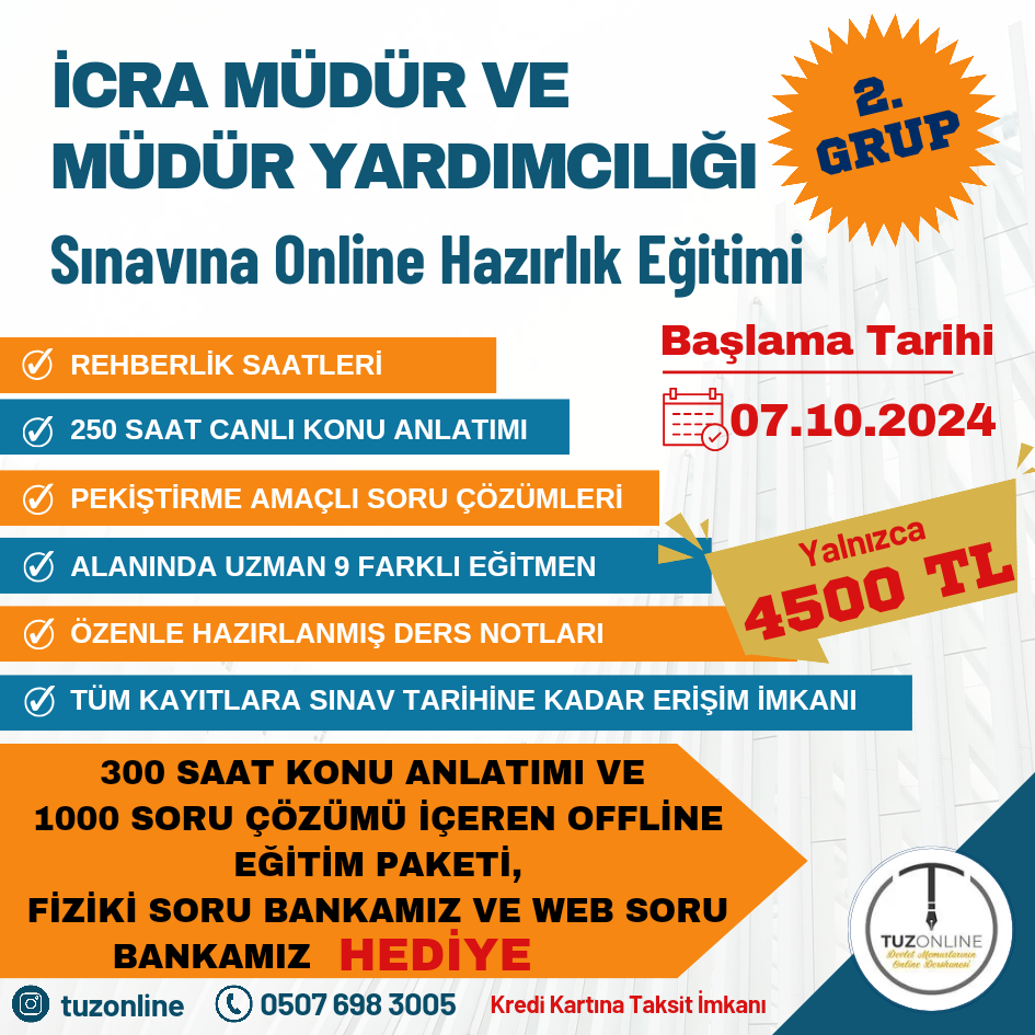 İcra Müdür ve Müdür Yardımcılığı Sınavı